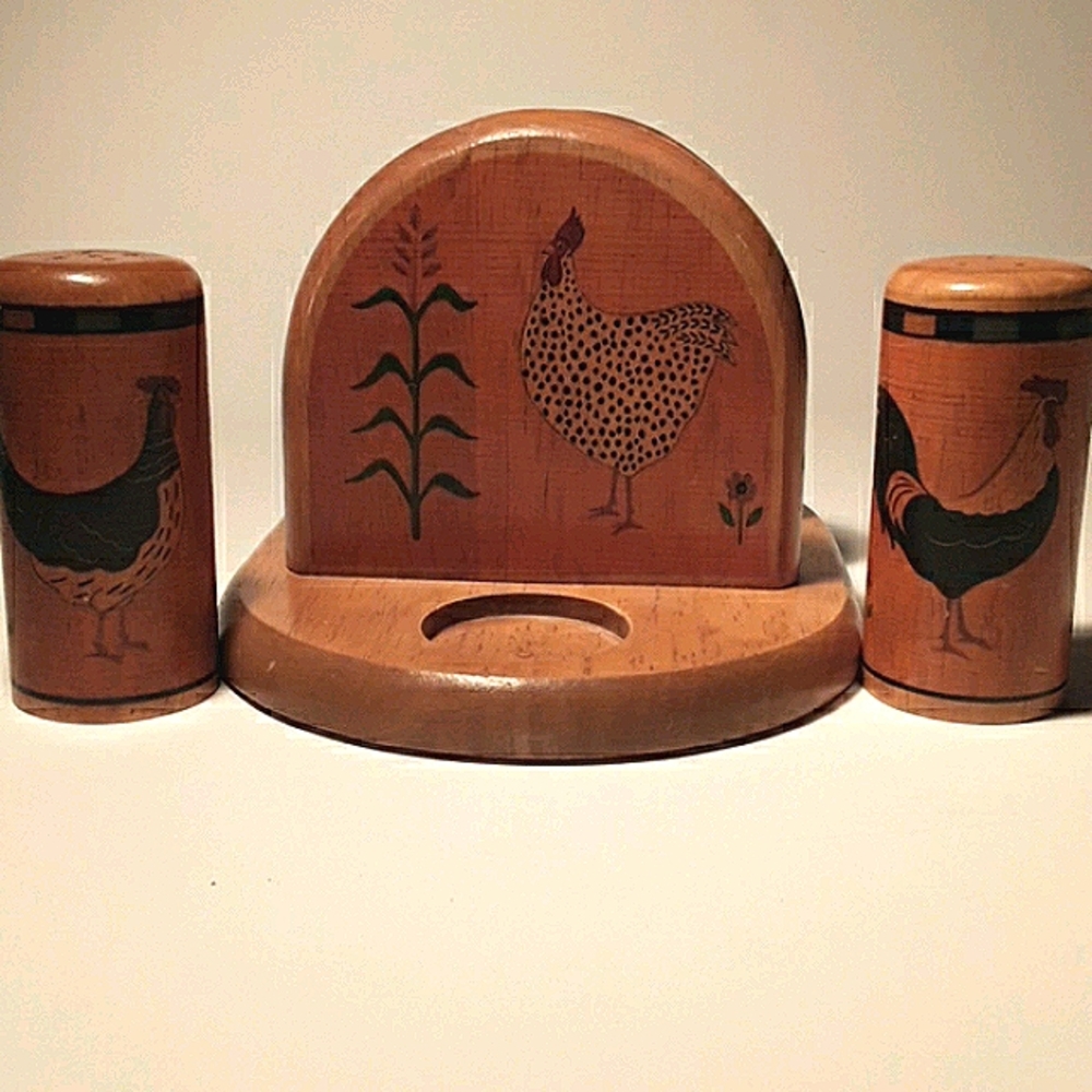 Kamenstein Napkin Holder Salt Pepper Set Chicken